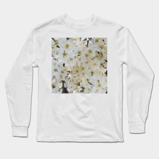 White Plum Blossom Background Long Sleeve T-Shirt